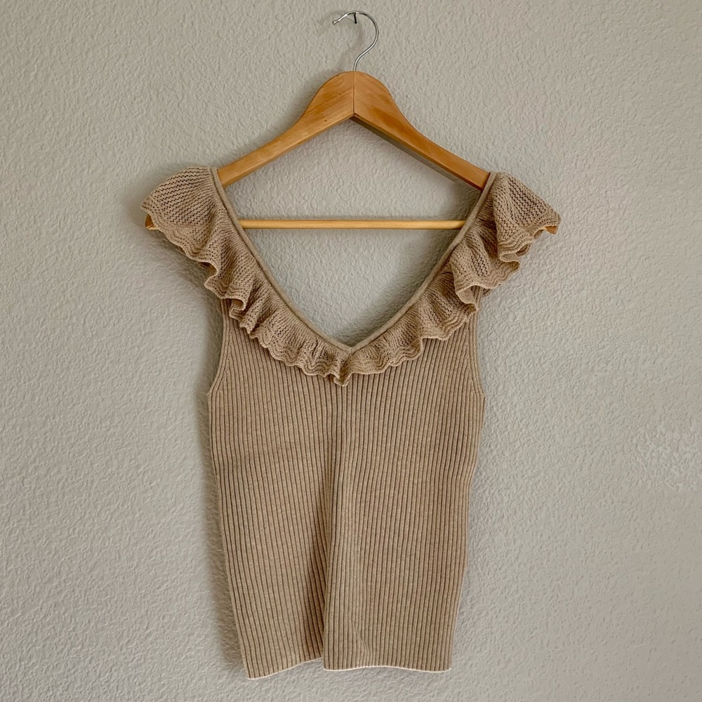 Ruffle Rib Sweater Tank Top